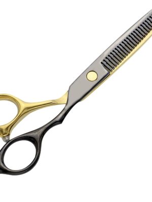 1 Piece Thinning Scissors, Hairdressing Scissors, Professional Hairdressing Scissors with Micro Prongs for a Precise Cut for Men and Women, Rustproof, 6 Inches, Black Gold