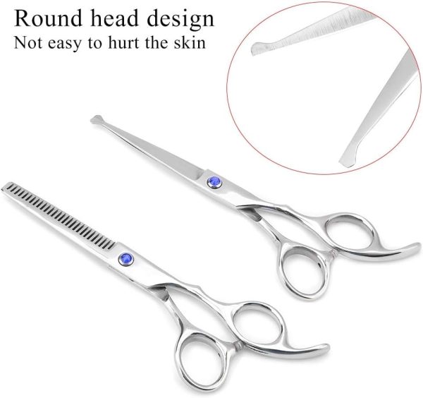 Professional Hair Cutting Baby Hair Scissors, Hairdressing Scissors, Blue Screw Scissors, Tools, Thinning Scissors Set, Family (Blue Screws)