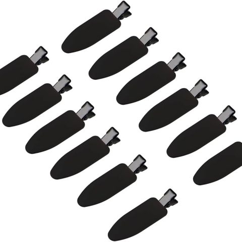 12 pieces No Bend Hair Clips, Curl Pin Clips, No Crease Hair Clips for Makeup Application， non-slip.Hair won't get caught between plastic attached to metal. (Black)…