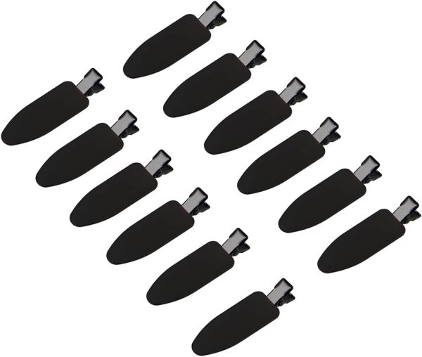 12 pieces No Bend Hair Clips, Curl Pin Clips, No Crease Hair Clips for Makeup Application， non-slip.Hair won't get caught between plastic attached to metal. (Black)…