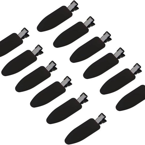 12 pieces No Bend Hair Clips, Curl Pin Clips, No Crease Hair Clips for Makeup Application， non-slip.Hair won't get caught between plastic attached to metal. (Black)…
