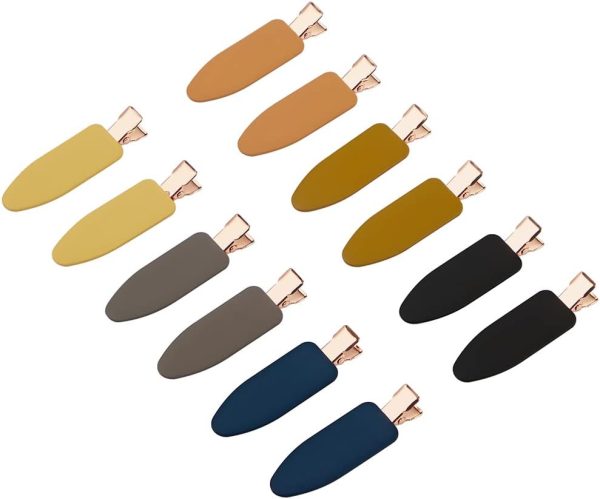 12 pieces No Bend Hair Clips, No Crease Curl Pin Clips for Makeup Application non-slip.Hair won't get caught between plastic attached to metal.