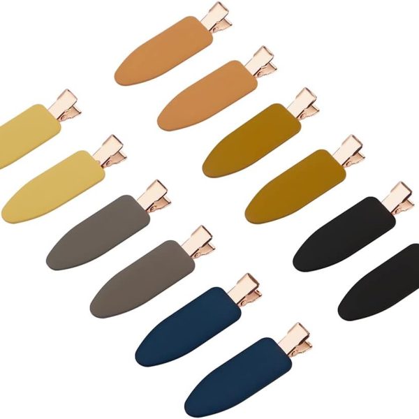 12 pieces No Bend Hair Clips, No Crease Curl Pin Clips for Makeup Application non-slip.Hair won't get caught between plastic attached to metal.