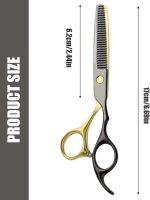 1 Piece Thinning Scissors, Hairdressing Scissors, Professional Hairdressing Scissors with Micro Prongs for a Precise Cut for Men and Women, Rustproof, 6 Inches, Black Gold