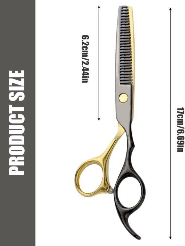 1 Piece Thinning Scissors, Hairdressing Scissors, Professional Hairdressing Scissors with Micro Prongs for a Precise Cut for Men and Women, Rustproof, 6 Inches, Black Gold
