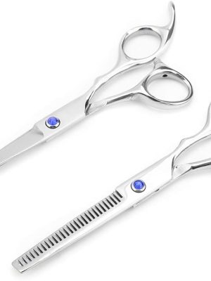 Professional Hair Cutting Baby Hair Scissors, Hairdressing Scissors, Blue Screw Scissors, Tools, Thinning Scissors Set, Family (Blue Screws)
