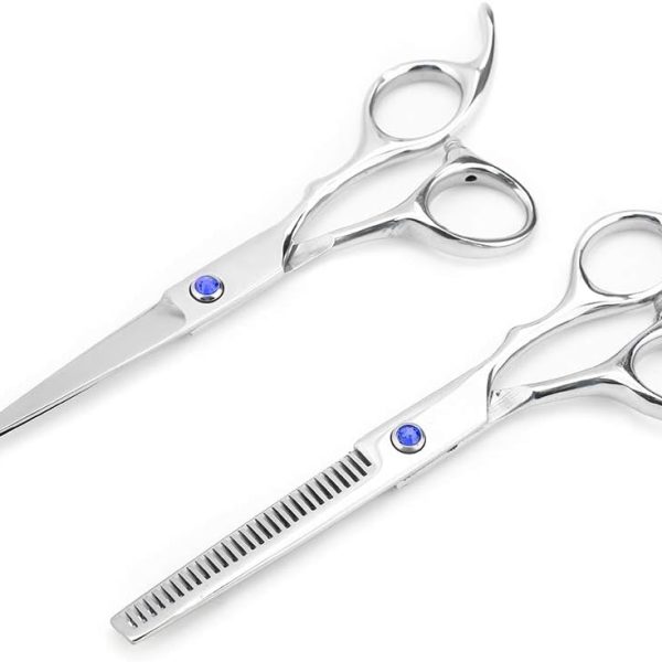 Professional Hair Cutting Baby Hair Scissors, Hairdressing Scissors, Blue Screw Scissors, Tools, Thinning Scissors Set, Family (Blue Screws)