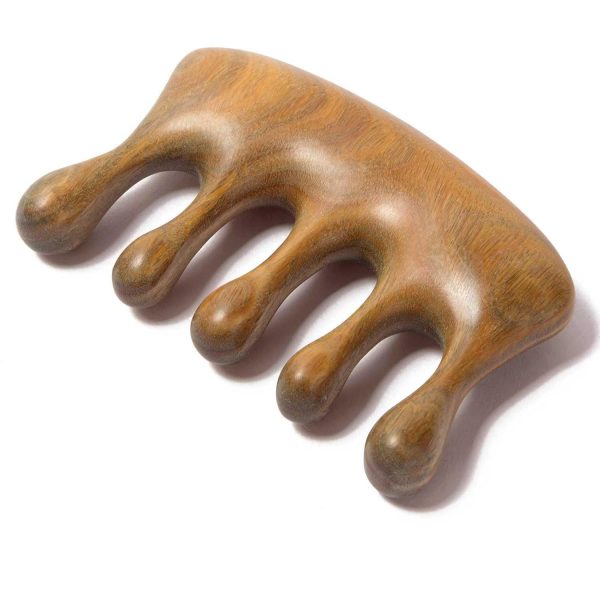 Wood Massager Comb for Hair Growth and Scalp Relax, Natural Green Sandalwood Handmade Head Massager, Loc Comb for , Tapping Massage Technique
