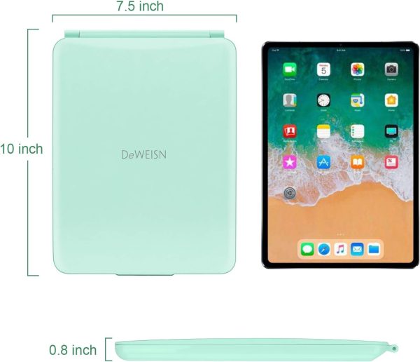 Folding Travel Mirror Lighted Makeup Mirror with 72 LEDs 3 Colors Light Modes, USB Rechargable, Portable, Ultra Thin, CompactVanity Mirror with Touch Screen Dimming for Cosmetic (Green)