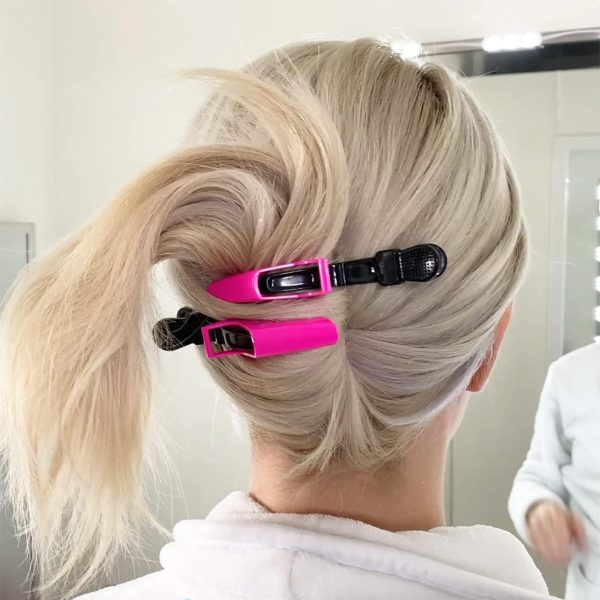 Hair Clips for Women - Wide Teeth & Double-Hinged Design Alligator Styling Sectioning Clips of Professional Hair Salon Quality 10Pack (Rose Red)