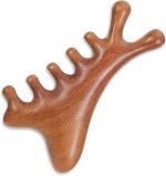 Wooden Scalp Massager, Scraping Massage Comb Wide Tooth Comb Brown Massager Acupressure Tools for Head, Scalp, Facial,Shoulder, Hands, Foot