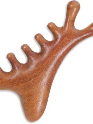 Wooden Scalp Massager, Scraping Massage Comb Wide Tooth Comb Brown Massager Acupressure Tools for Head, Scalp, Facial,Shoulder, Hands, Foot