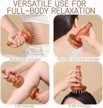 Brass Wood Meridian Pressure Brush - Scalp Massager for Hair Care, Long Handle Fatigue Relief, Massage Comb, Gua Sha Manual Massager Tool for Men and Women