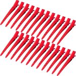 24 Packs Duck Bill Clips,  3.35 Inches Rustproof Metal Alligator Curl Clips with Holes for Hair Styling, Hair Coloring, Matte Red