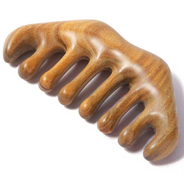 Wooden Massage Comb, Wooden Scalp Massager, Scalp Gua Sha for Stress Relax, Loc Comb for - Green Sandalwood