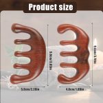 2pcs Natural Wooden Wide Tooth Combs, Anti-Static Sandalwood Head Massagers for Hair Growth, Gua Sha Scalp Stimulators for Women (Style B)