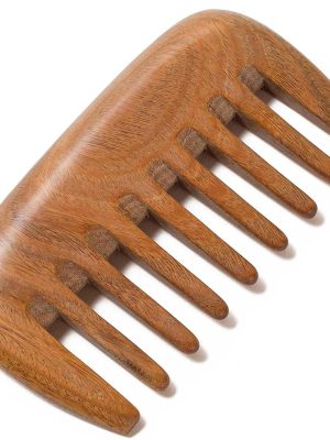 Wooden Comb, Green Sandalwood Comb for Women Men, Wood Wide Tooth Comb, Wood Hair Comb, Hair Growth, Massage Scalp, Natural Material, Portable, 3.7x2 Inch