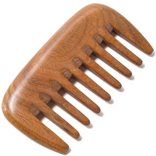 Wooden Comb, Green Sandalwood Comb for Women Men, Wood Wide Tooth Comb, Wood Hair Comb, Hair Growth, Massage Scalp, Natural Material, Portable, 3.7x2 Inch