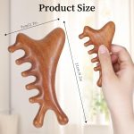Wooden Scalp Massager, Scraping Massage Comb Wide Tooth Comb Brown Massager Acupressure Tools for Head, Scalp, Facial,Shoulder, Hands, Foot