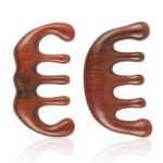 2pcs Natural Wooden Wide Tooth Combs, Anti-Static Sandalwood Head Massagers for Hair Growth, Gua Sha Scalp Stimulators for Women (Style B)