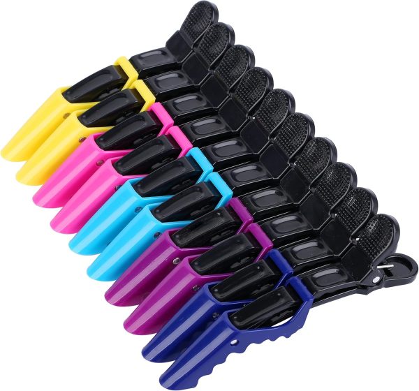 Hair Clips for Women – Wide Teeth & Double-Hinged Design – Alligator Styling Sectioning Clips of Professional Hair Salon Quality - 10Pack (Mixing)